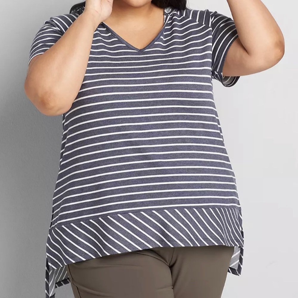 LIVI French Terry Hooded Swing Tunic - Striped
